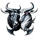 taurus and pisces zodiac sign tattoo design idea