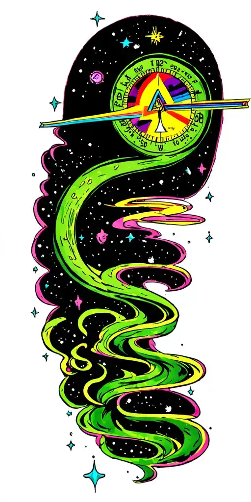 time, galaxy, pink floyd tattoo design idea