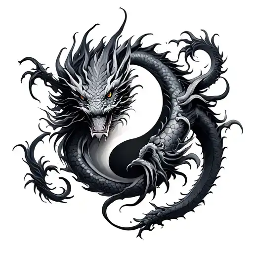 Yin Yang Dragon tattoo design idea
