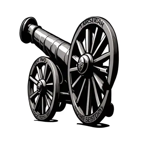 image of the arsenal emirates stadium entrace, the cannon, arsenal loge tattoo design idea