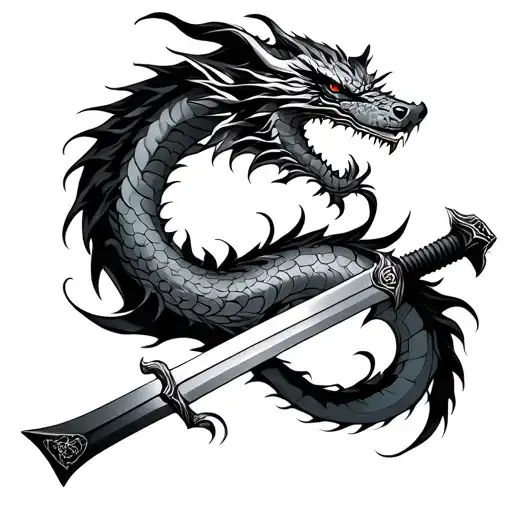 Samurai Sword With Dragon tattoo design idea