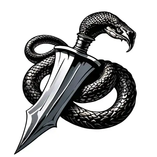 A dagger with a snake coiled tattoo design idea