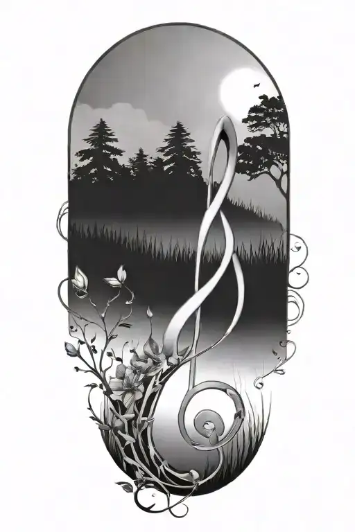 Music Note Nature Inspired forearm tattoo tattoo design idea