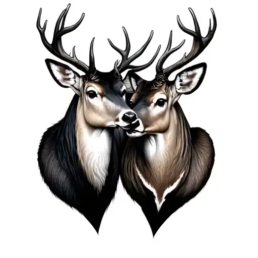 Buck and Doe Heart shape tattoo design idea