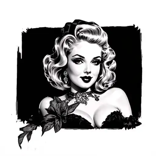 Blonde Pinup Girl tattoo design idea