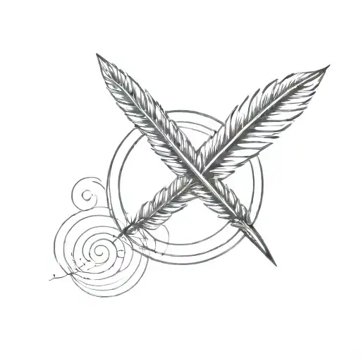 writer's quill pen writing, zen circle tattoo design idea