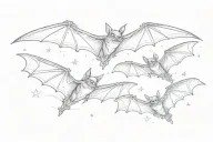 three bats flying with sparkles tattoo design idea