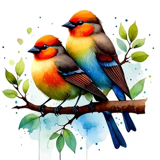 3 Little Birds on long branch tattoo design idea