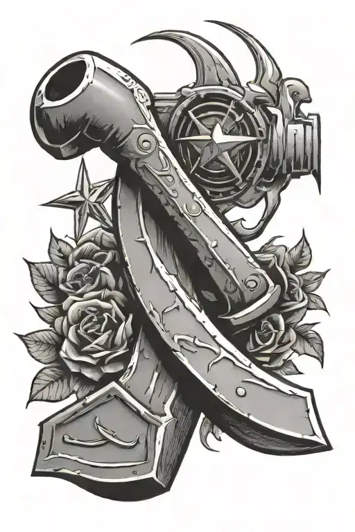 communist sickle and hammer tattoo design idea