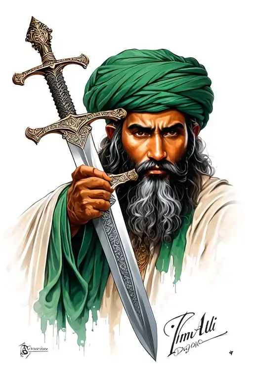 Imam Ali's sword design tattoo design idea