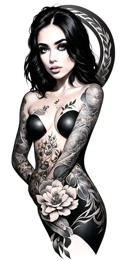 women full body tattoo design idea