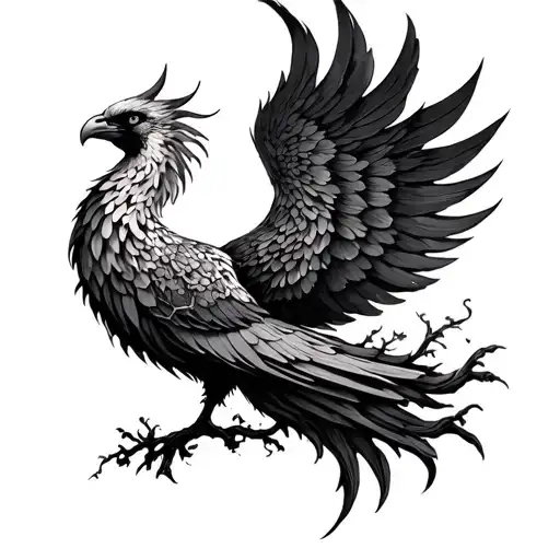 Phoenix on a And Tree Of Life tattoo design idea