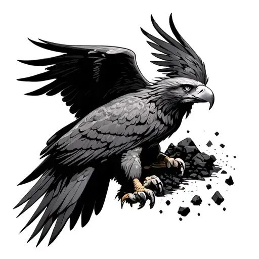 eagle grasping coal tattoo design idea