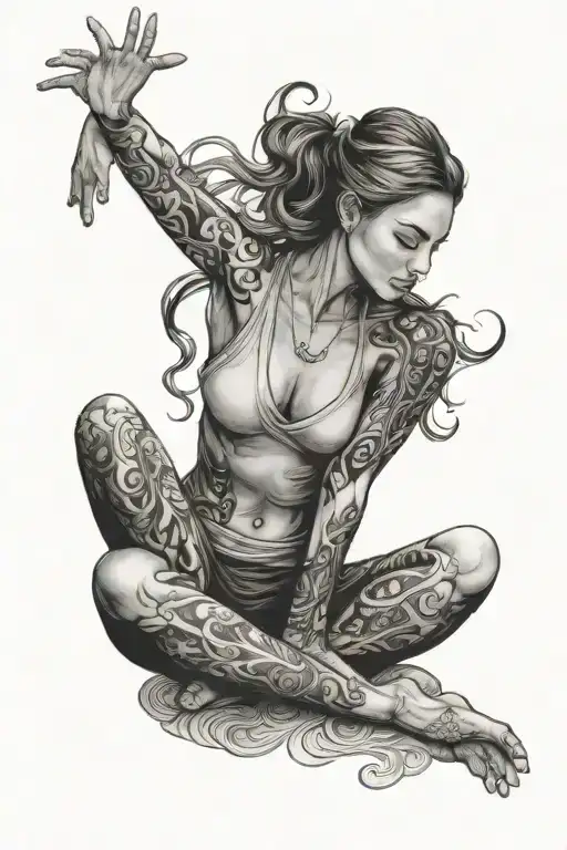 yoga pose incorporated tattoo design idea