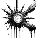 bocket clock melting needles tattoo design idea