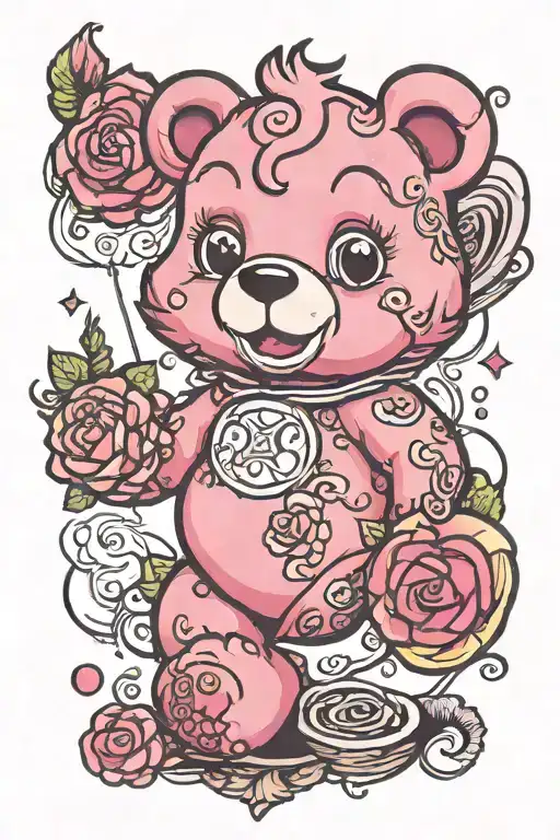 care bear pink tattoo design idea