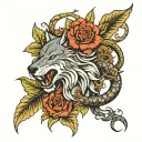 wolf, lion, snake, phoenix, butterfly, dragon, skulls & roses tattoo design idea