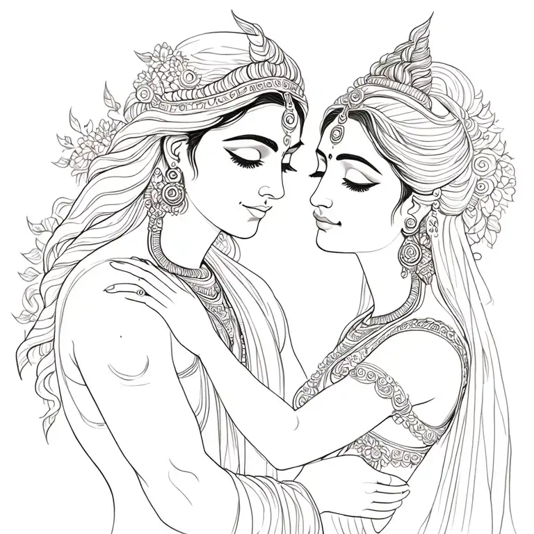 Shiva Parvati Romantic hug tattoo design idea