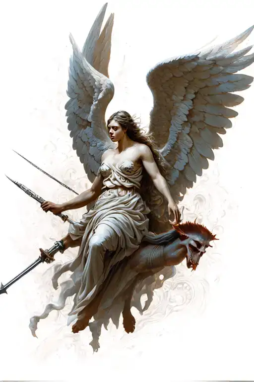 angels vs demons war tattoo design idea