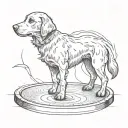 a Penny with a dog print inside tattoo design idea