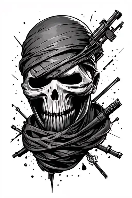 Call of Duty ghost face, cross wrapped and pslams 23:3 4 tattoo design idea
