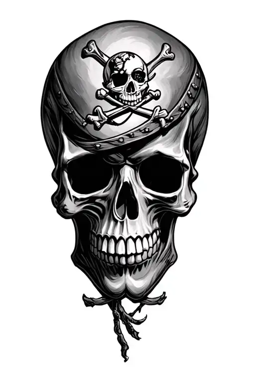 skull pirate ship tattoo design idea