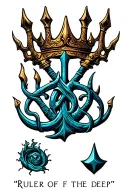 "Ruler of the deep" king neptune trident tattoo design idea