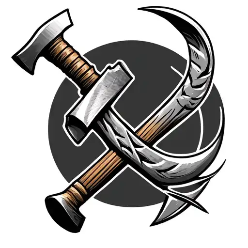 communist sickle and hammer tattoo design idea