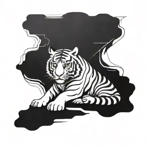 Tiger, minimalist, full body tiger tattoo design idea