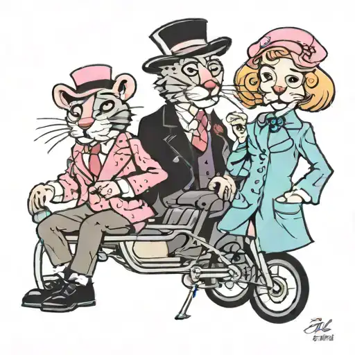 Bertie Bassett with the pink panther and miss Marple tattoo design idea