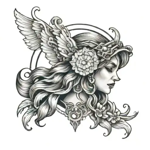 name Ada Mae with halo tattoo design idea