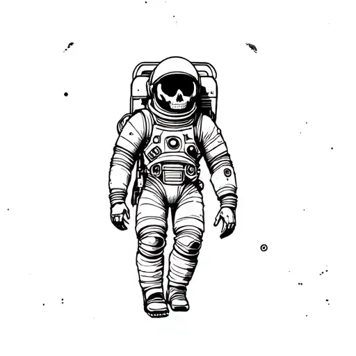 Astronaut floating dark fansaisy warhammer 40k universe. Skull tattoo design idea