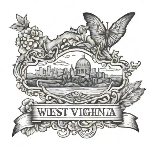 West Virginia state frame tattoo design idea