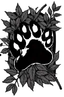 willow branch with dog paw prints tattoo design idea