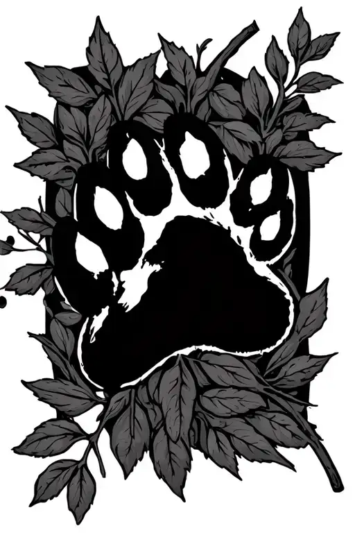 willow branch with dog paw prints tattoo design idea
