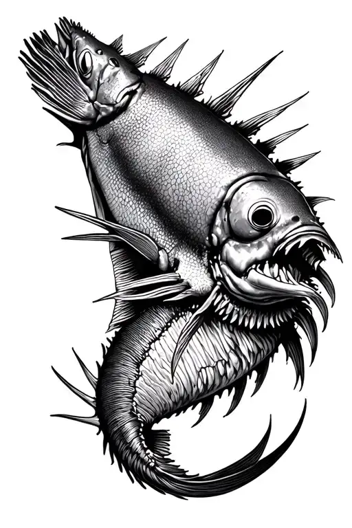 Angler fish hunting its prey tattoo design idea