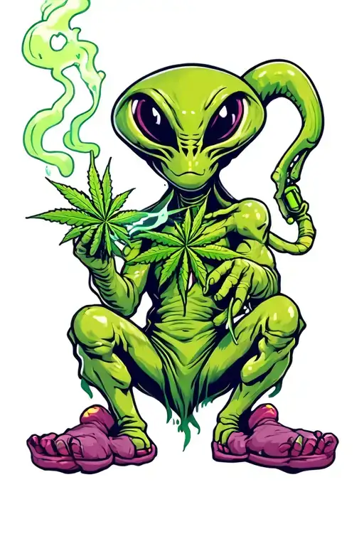 Aliens smoking weed tattoo design idea