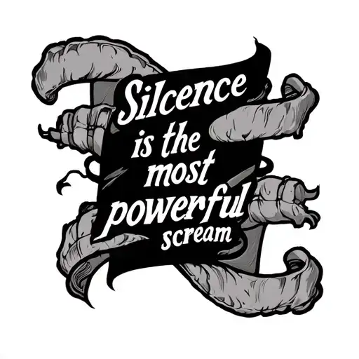 tattoo to be placed on back of the forearm  with inscription "Silcence is the most powerful scream"  tattoo design idea