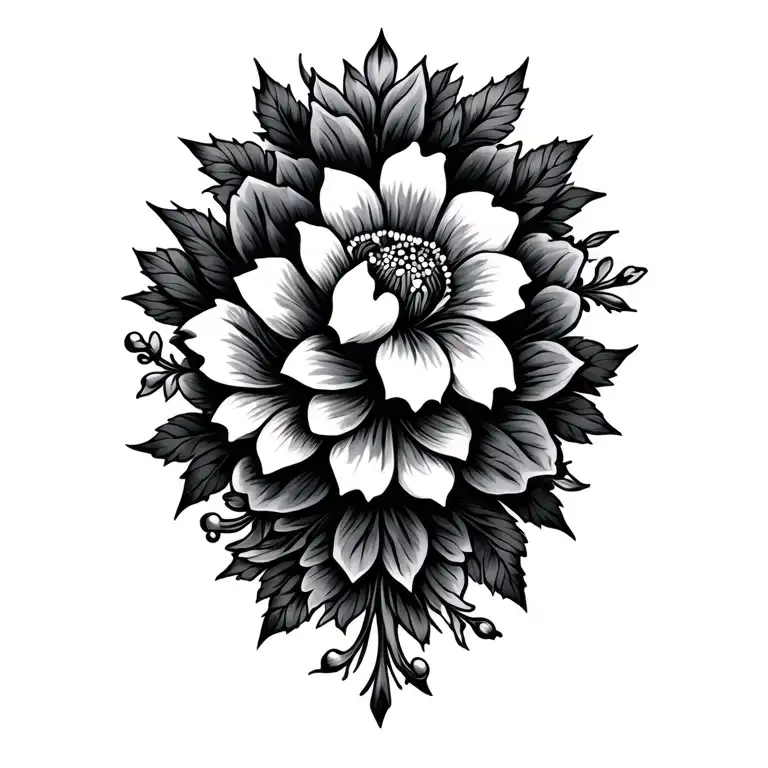 flowers blooming tattoo design idea