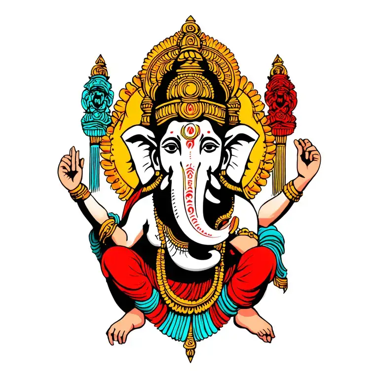 shiva ganesh hanuman gada tattoo design idea
