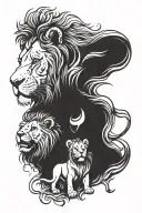 lion with his lioness and cub tattoo design idea