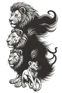 lion with his lioness and cub tattoo design idea