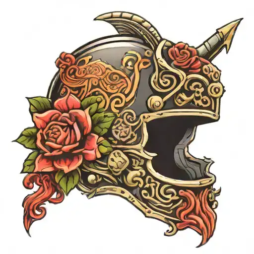strong Fortune helps with the helmet tattoo design idea