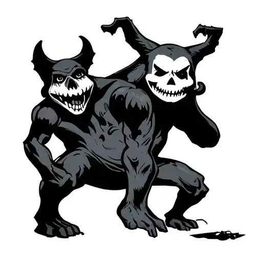 Old 90s cartoon characters that eventually melt down into famous Halloween characters  tattoo design idea