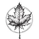 thistle and maple leaf shaped like circle surrounding tattoo design idea