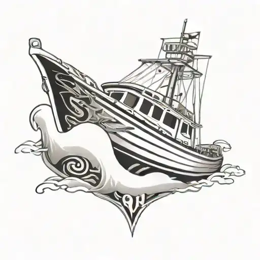 boat with 911 logo incorporated tattoo design idea