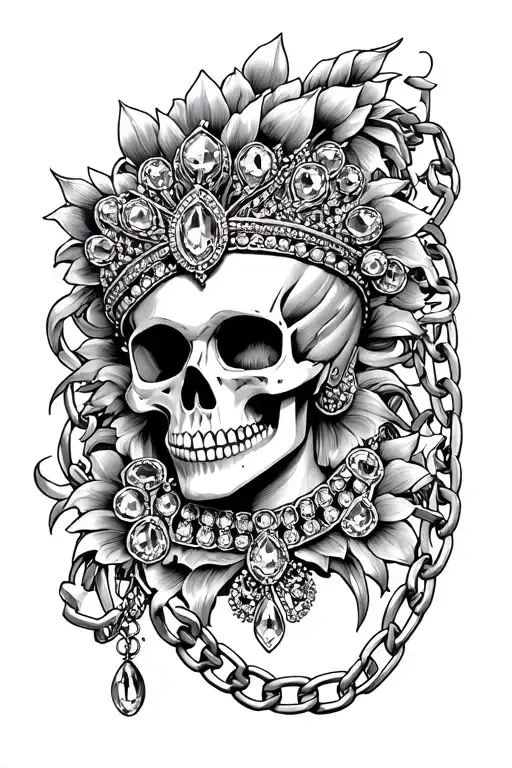 mardi gras style tattoo with Jewels and chains no skulls tattoo design idea