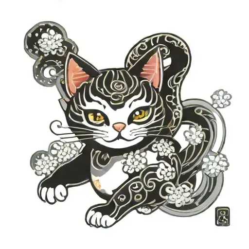 lucky cat japanese tattoo design idea