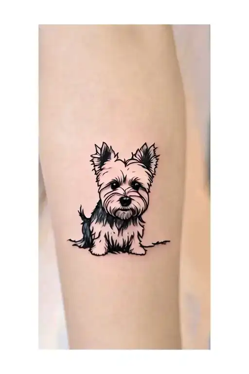 cairn terrier stumpy ear up one ear down tattoo design idea