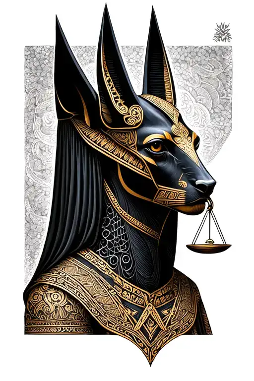 Anubis Tattoo with Libra Scales tattoo design idea